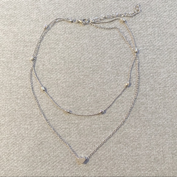 Heart Layered Choker in Silver Color - Picture 2 of 4